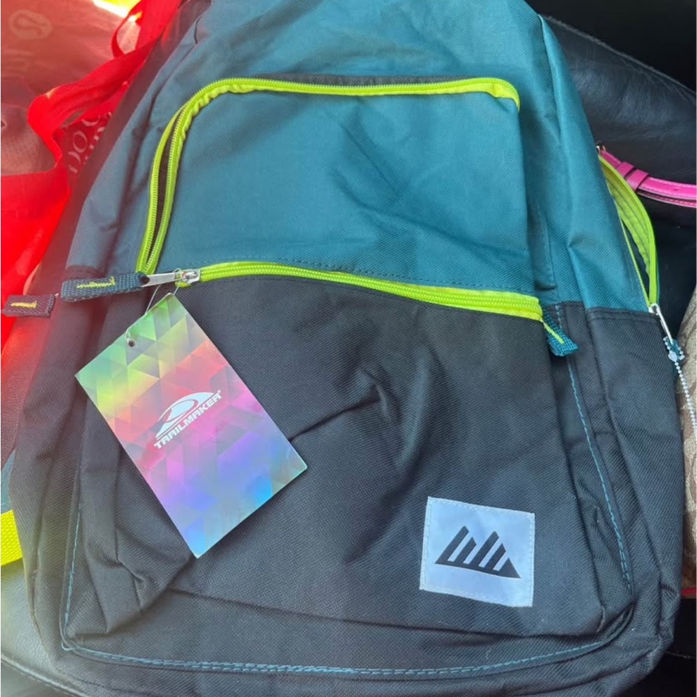 NWT Trailmaker Teal and Black Backpack with Green Accents